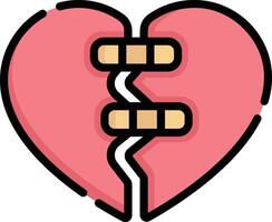 broken heart illustration, icon or symbol vector
