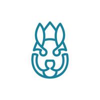 Rabbit Head Cute line simple logo design template element, suitable for your company vector