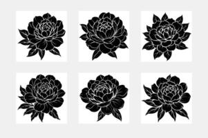 Rose silhouette on white background minimal artwork set trends vector