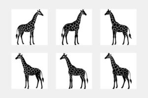 Minimal Giraffe Silhouette Artwork Collection vector