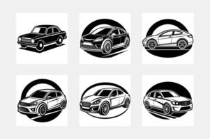 Car silhouette white background artwork set designs vector