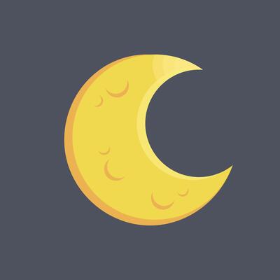 crescent moon in flat design.