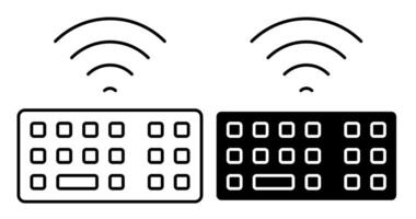 Linear icon. Wifi personal computer keyboard. Symbols on keyboard buttons. Simple black and white isolated on white background vector