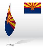 flag of american state of ARIZONA on flagpole for registration of solemn event. Day of state of ARIZONA. Realistic 3D on white vector