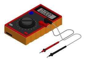 isometric Digital multimeter, device for measuring current and voltage in electrical circuit. Realistic 3D isolated on white background vector