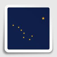 american state of Alaska flag icon on paper square sticker with shadow. Button for mobile application or web vector