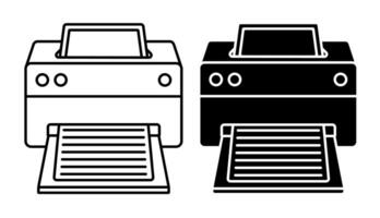Linear icon. inkjet printer perspective front view. Printing documents in office using copiers. Simple black and white on white background vector