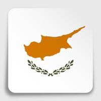 republic of Cyprus flag icon on paper square sticker with shadow. Button for mobile application or web. vector