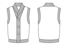 Knitted man vest with buttons on front vector