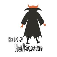 Spooky season illustration. Happy Halloween day. Creepy fictional characters. A vampire, a devil and a ghost. flat spooky characters vector