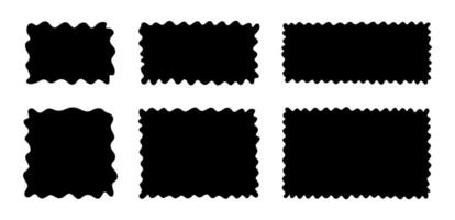 Doodle wavy curve edge frame. Hand drawn wave rectangle borders. Brush drawn squares vector