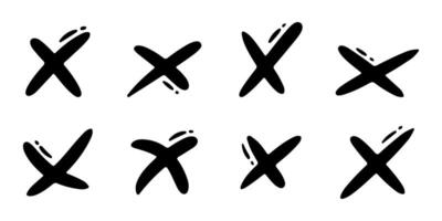 Doodle x crosses set. Hand drawn different geometric shapes. No cross signs. Abstract sketch symbols. vector