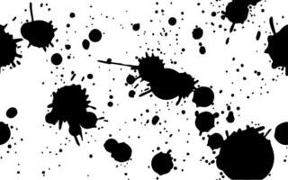 A white background with scattered black ink splatters. Seamless pattern vector