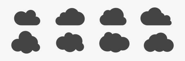 Black Clouds icon set. Cartoon shape element vector