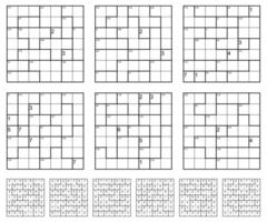 KenKen Puzzle game set with solutions vector