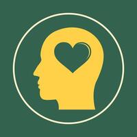 Head with heart exciting trendy icon lovely abstract illustration artwork colorful design vector