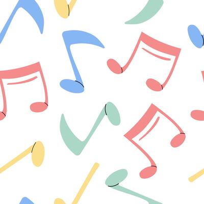 flat style music Illustration. Musical note seamless pattern. Back to School.