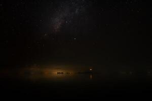 The sky with star at the lake photo