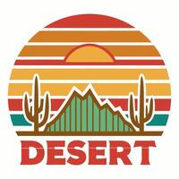 Logo vintage retro desert with sun for your business or Tshirt design vector