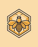 Monoline bee with hexagon for your honey shop logo, or your business vector