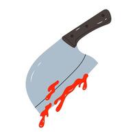 Flat style illustration of a bloody knife. Perfect for Halloween designs. stock illustration on isolated white background vector