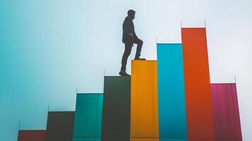 Person Climbing a Bar Graph, Business Stock Photography, Climbing, bar graph, business photo