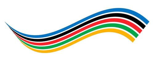 A colorful ribbon with stripes of blue, red, yellow, green, and black. The ribbon is curved and has a wave-like appearance vector