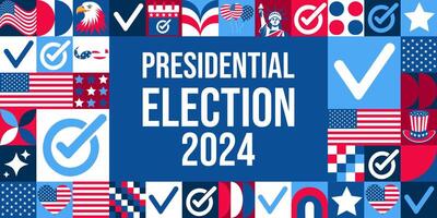 Presidential election 2024 billboard with a lot of different images and a check mark vector