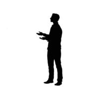 A silhouette of a man standing and talking vector