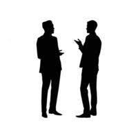 a silhouette of Two man standing and talking vector