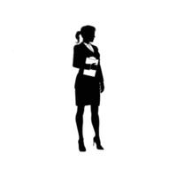 a silhouette of a official woman standing with files vector