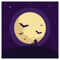 The spooky of Halloween night, Haunted House, Full Moon, Ghosts, Lanterns and Dark Misty Forest vector