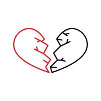 Broken heart, heart in pieces vector