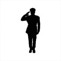 a silhouette of a soldier salute vector