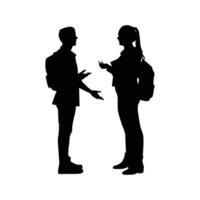 Two colleges girl and boy standing and talking vector