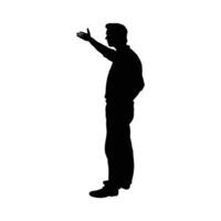 A silhouette of a man standing and talking vector