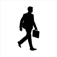 a silhouette of a official man walking with a official briefcase vector