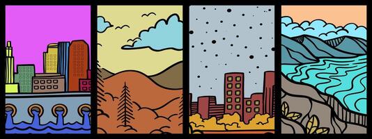nature view doodle hand drawing background for design, background, banner, poster, etc vector