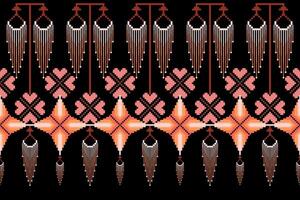 Geometric floral pattern background.flower ethnic pixel pattern,Aztec style,abstract background.design for texture,fabric,clothing,decoration,print,sarong. vector