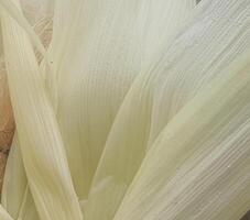Light green to light yellow corn husks are stacked together to create a background for the fabric pattern. or multiple backgrounds photo
