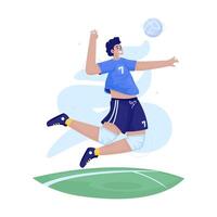Flat design of a man playing volleyball doing jumping smash vector