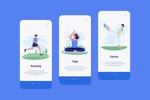 Daily routine sport workout activity on onboard screen template vector