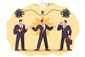 Business team of men is discussing innovative idea for new startup with great potential vector