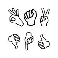 isolated prey symbol, thumb up and rock and roll, okay and peace, heart and first vector