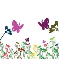 primavera y verano ilustración con flores y mariposas vector