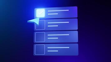 Select checkbox interface with glowing cursor video