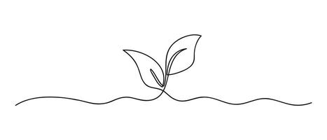 A illustration of a growing sprout with continuous line art, showcasing a single plant in minimalist style. vector