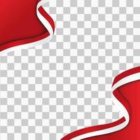 Wavy Indonesia Flag with Blank Background Social Media Template vector