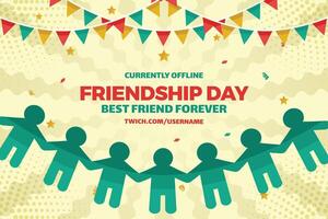 Paper Human Figures with Flags and Star on Colorful Banner Background - Friendship Day Celebration vector