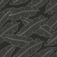 Seamless Hand-Drawn Banana Leaf Pattern on Green Background vector